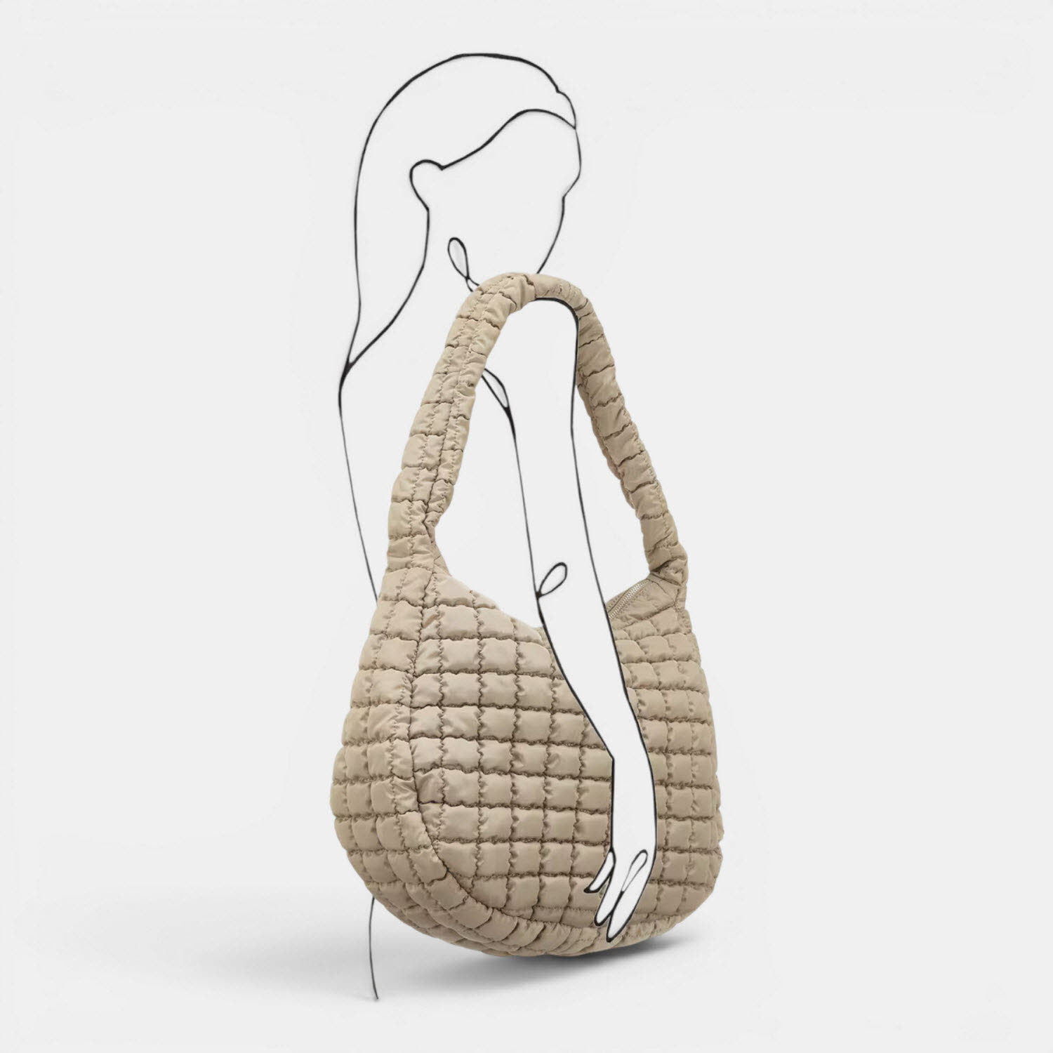 puffer hobo VALENCIA TAUPE